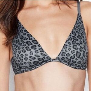 Incredible By Victoria's Secret Unlined Plunge Bra Black Leopard 34DD